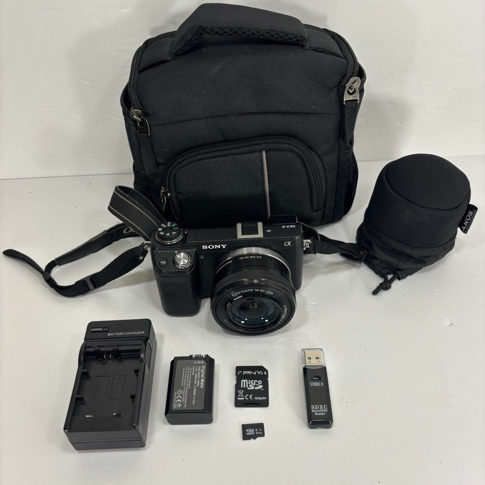 Sony Alpha NEX-6 Digital Camera 16.1MP w/ SELP1650 Lens and Accessories - TESTED